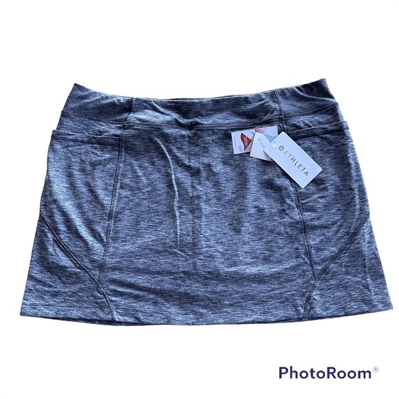 Athleta Excursion Skort Black Heather Gray Lycra Sport Workout Athletic Leisure - Picture 2 of 8